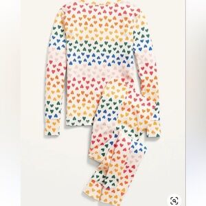 Old Navy size 12 rainbow heart pajamas set